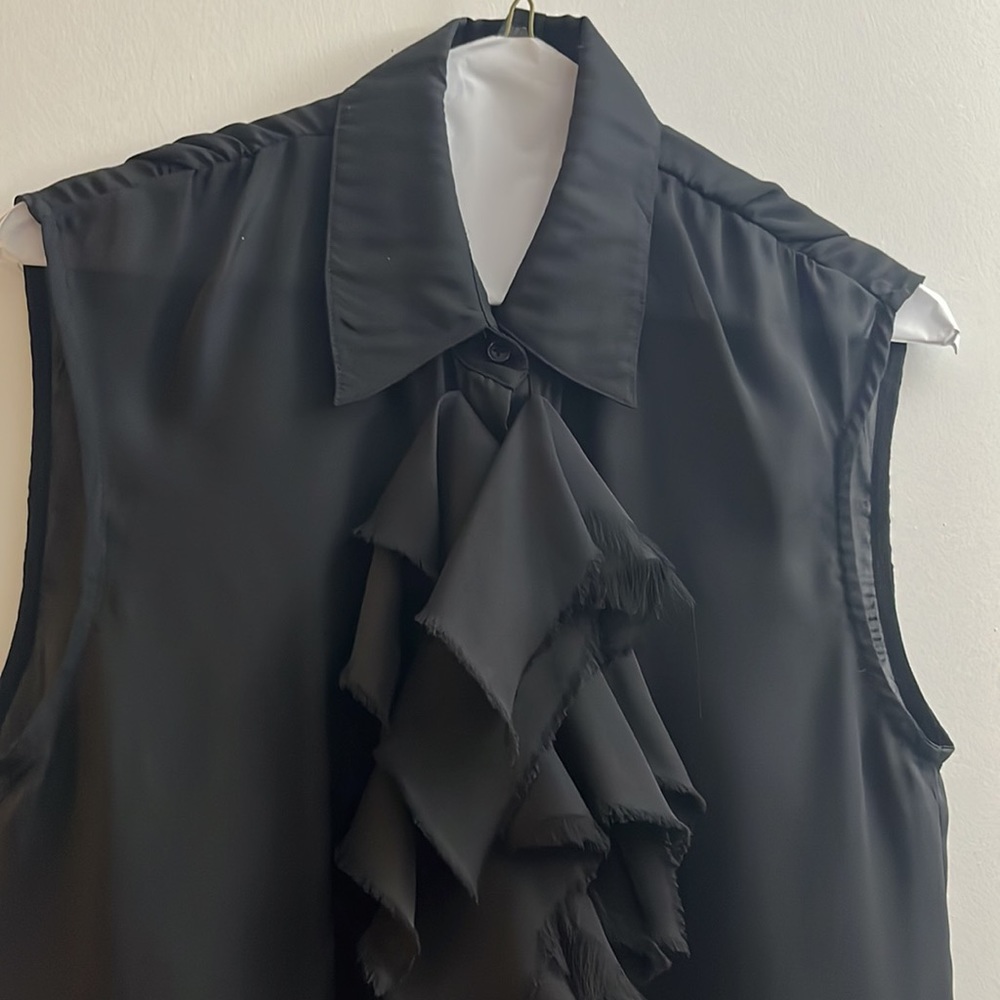 Aqua Ruffle Front Button Down Top - image 3